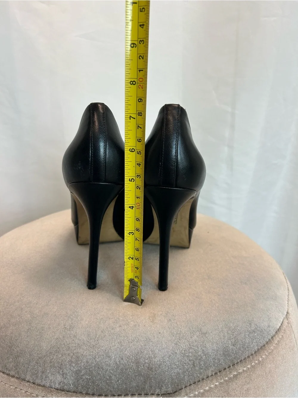 Nine West Black Leather Platform Stiletto Pumps High Heels Classic Round Toe 8.5